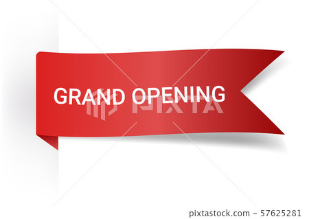 Grand Opening Realistic Detailed Curved Paper Banner. Ribbons With Space For Text. Isolated On White 57625281