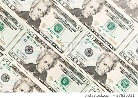 Close up of 20 dollar bills as a background. Close up of 20 dollar bills as a background. 57626331