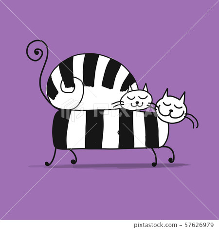 Couple of striped cats, sketch for your design Couple of striped cats, sketch for your design 57626979