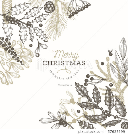 Christmas banner template. Vector hand drawn 57627399