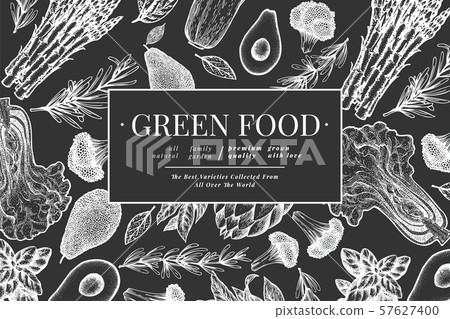 Green vegetables design template. Hand drawn 57627400