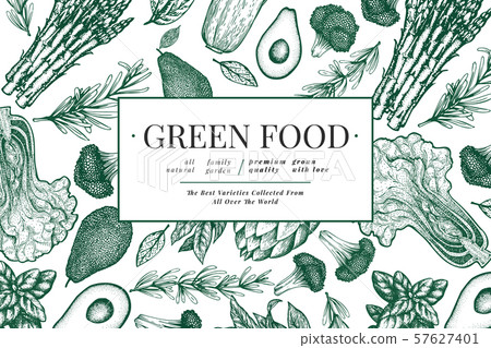 Green vegetables design template. Hand drawn 57627401