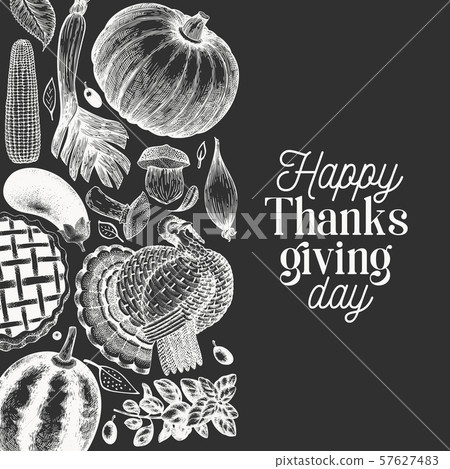 Happy Thanksgiving Day banner. Vector hand drawn Happy Thanksgiving Day banner. Vector hand drawn 57627483