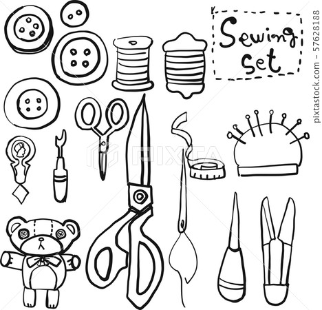 Sewing set Monochrome illustration set 57628188