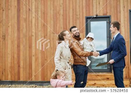 Caucasian family buy apartment with realtor Caucasian family buy apartment with realtor 57628458