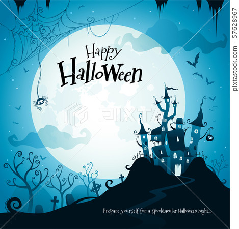 Halloween castle with wide copy space. Halloween castle with wide copy space. 57628967