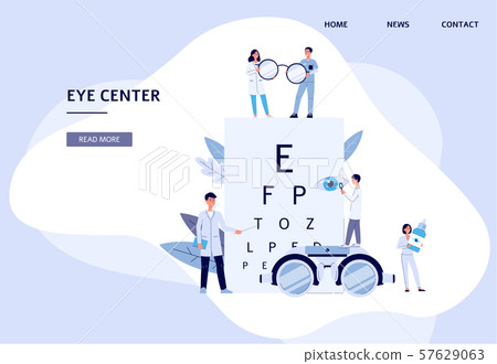 Eye Center Flat Landing Page Banner For Stock Illustration