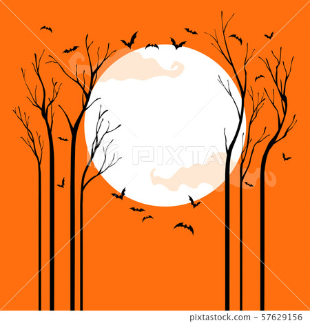 Halloween scary night. Dried tree in the night... - Stock Illustration ...
