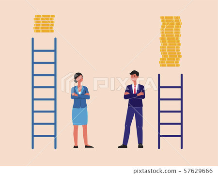 Unequal career and gender discrimination flat vector illustration isolated. Unequal career and gender discrimination flat vector illustration isolated. 57629666