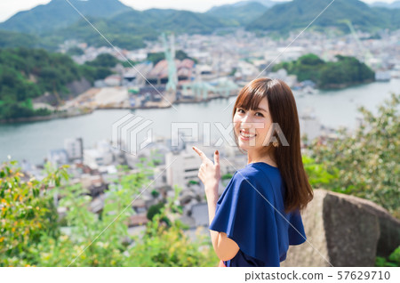 Young woman sightseeing onomichi Young woman sightseeing onomichi 57629710