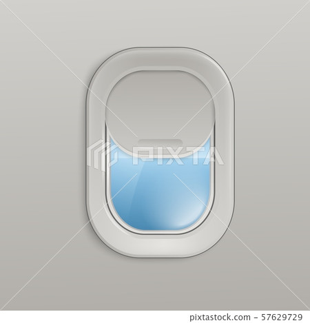 Airplane window or aircrafts porthole, illuminator realistic vector illustration. Airplane window or aircrafts porthole, illuminator realistic vector illustration. 57629729