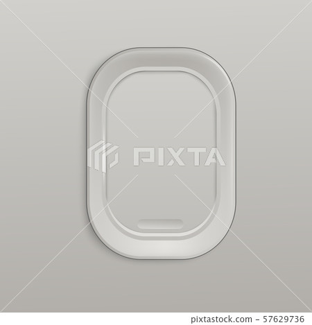 Airplane closed window or aircrafts porthole 3d realistic vector illustration. 57629736