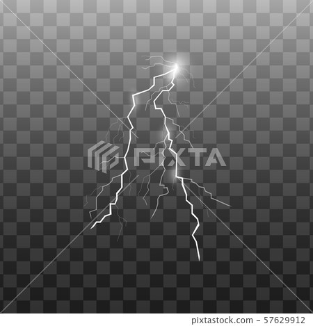 Stormy lightning flash 3d vector illustration isolated on transparent background. Stormy lightning flash 3d vector illustration isolated on transparent background. 57629912