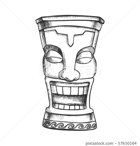 Tiki Idol Carved Wood Funny Totem Vintage Vector Tiki Idol Carved Wood Funny Totem Vintage Vector 57630164