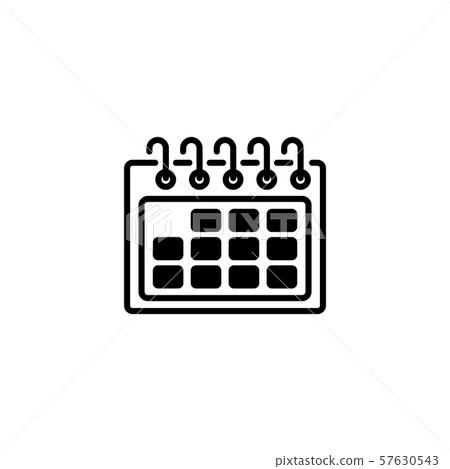 Web line icon. Calendar black on white background - Stock Illustration ...