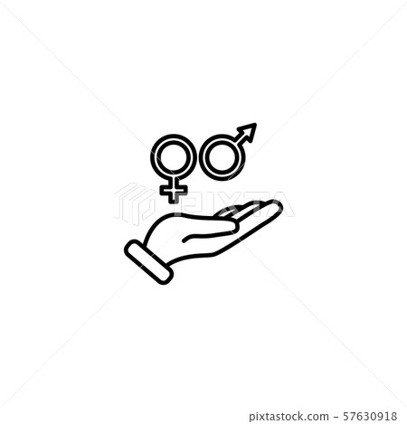 Web line icon. Gender symbol (symbols of men and women) in hand Web line icon. Gender symbol (symbols of men and women) in hand 57630918