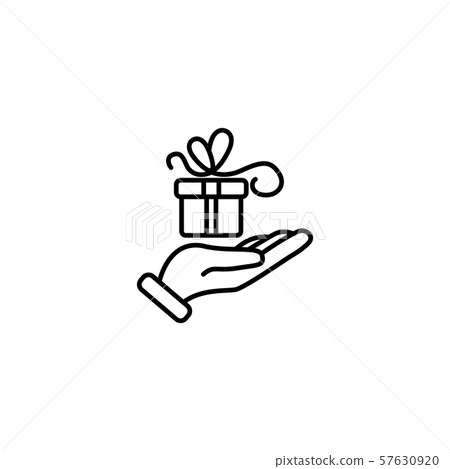 Web line icon. Gift in hand black on white background Web line icon. Gift in hand black on white background 57630920