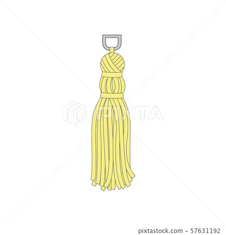 Yellow brush with a fringe of threads on a metal ring. 57631192