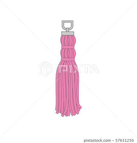Purple tassel isolated on white background - colorful handmade textile decoration 57631250
