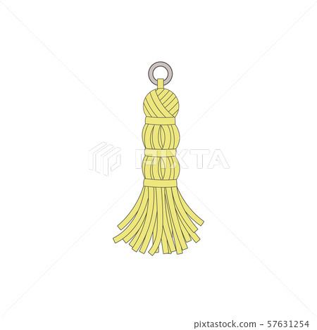 Yellow fabric tassel element made from thread vector illustration isolated. Yellow fabric tassel element made from thread vector illustration isolated. 57631254