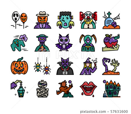 Halloween icon set, vector and illustration 57631600