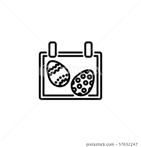 Web line icon. Easter calendar black on white background 57632247