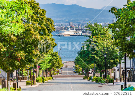 Summer in Hokkaido Scenery with slopes in Motomachi, Hakodate [Hachimanzaka] 57632551
