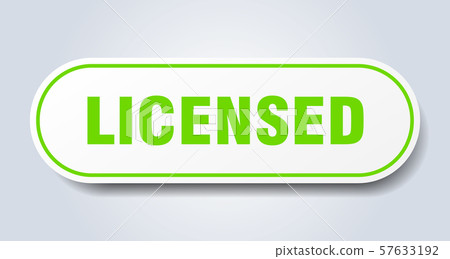 licensed sign. licensed rounded green sticker. 57633192