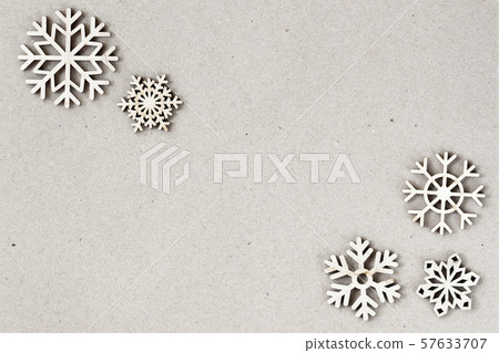 Abstract christmas natural background with wooden snowflakes. Vintage backdrop for design, copy Abstract christmas natural background with wooden snowflakes. Vintage backdrop for design, copy 57633707