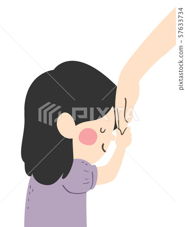 Kid Girl Hand Bless Illustration 57633734