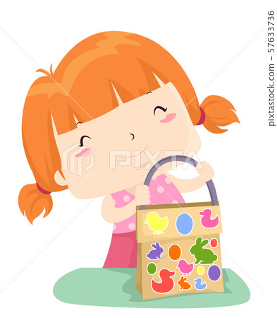 Kid Girl German Easter Egg Bag Make Illustration 57633736
