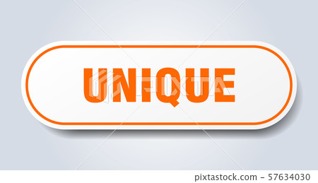 unique sign. unique rounded orange sticker. unique 57634030