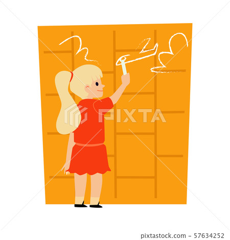 Girl dreaming of becoming a pilot or stewardess flat vector illustration isolated. Girl dreaming of becoming a pilot or stewardess flat vector illustration isolated. 57634252