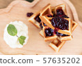 blueberry waffle top view 57635202