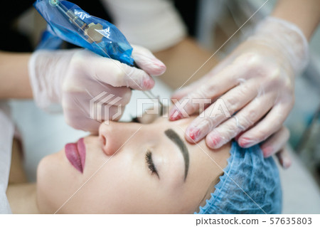 eyebrow microblading lady face beauty procedure 57635803