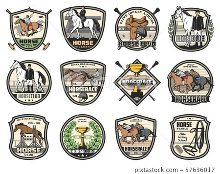 Horse races, equine jockey polo sport icons Horse races, equine jockey polo sport icons 57636017