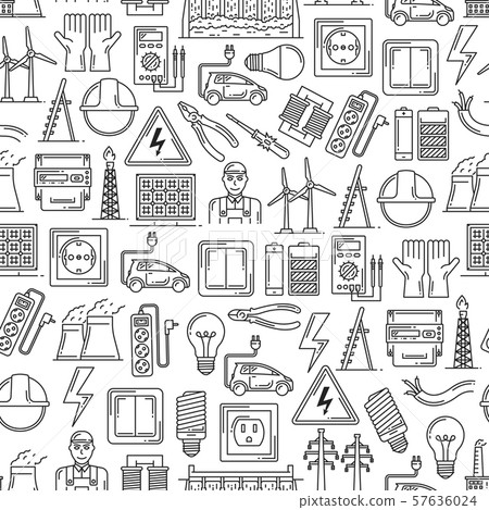 Electric power, electricity seamless pattern Electric power, electricity seamless pattern 57636024