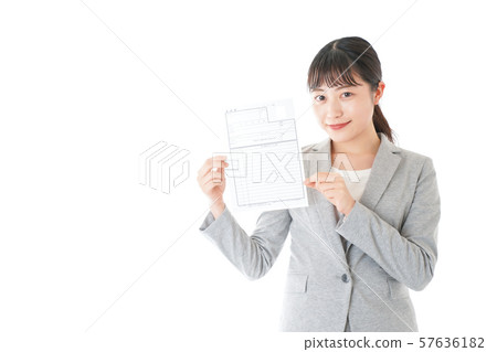 Young business woman with resume Young business woman with resume 57636182