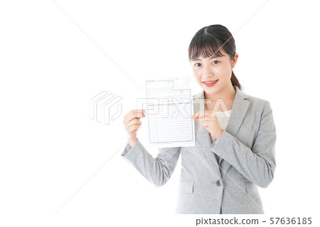 Young business woman with resume 57636185