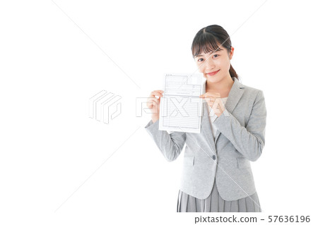Young business woman with resume Young business woman with resume 57636196