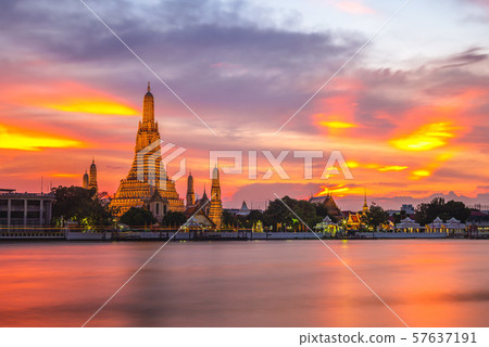 Wat Arun by Chao Phraya River at Bangkok, thailand 57637191