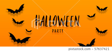 Happy halloween banner with bats flying over Happy halloween banner with bats flying over 57637421