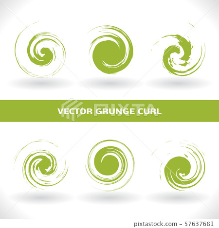 Set of green grunge curl logo on white background Set of green grunge curl logo on white background 57637681
