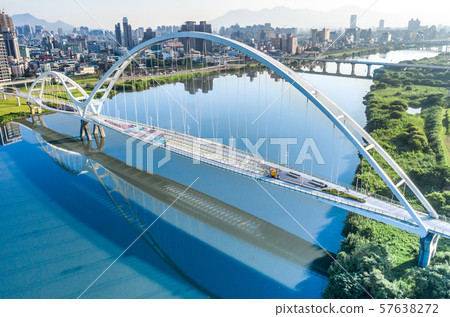 Crescent Bridge - landmark of New Taipei, Taiwan 57638272
