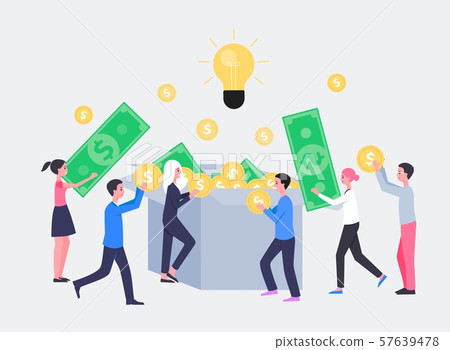 Crowdfunding or startup investment concept flat vector illustration isolated. 57639478