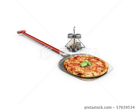 3d Illustration of Hot pizza slice with melting cheese, isolated white 3d Illustration of Hot pizza slice with melting cheese, isolated white 57639534