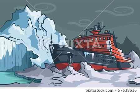 Icebreaker in the ice of the Arctic Ocean 57639616