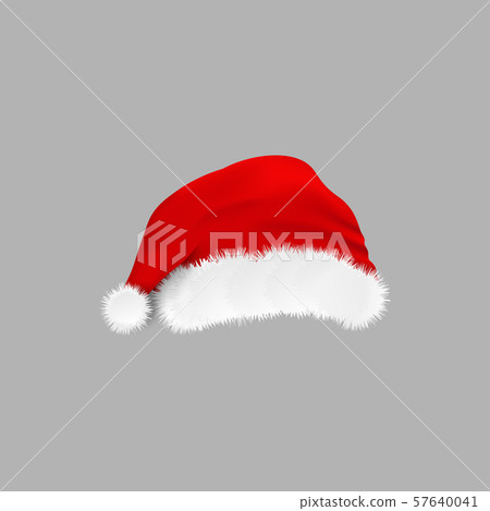 Red Christmas hat - isolated realistic vector illustration. Red Christmas hat - isolated realistic vector illustration. 57640041