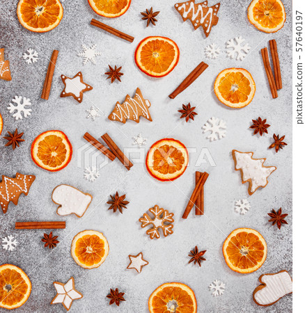Christmas ginger cookie and spices 57640197