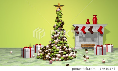 Beautiful animated christmas tree. 3D rendering, 57640371